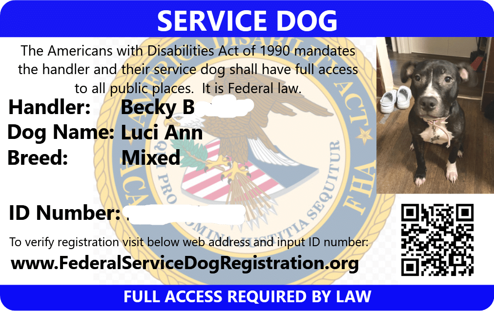 Becky B (Luci Ann) – Service Dog ID Card
