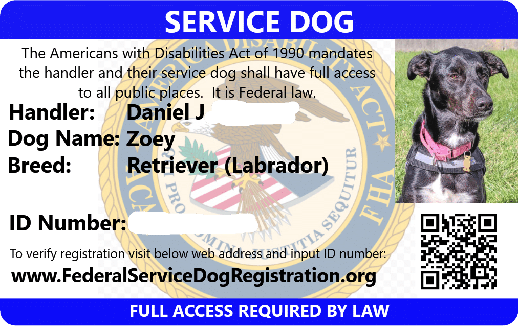Daniel J (Zoey) – Service Dog ID Card (002)